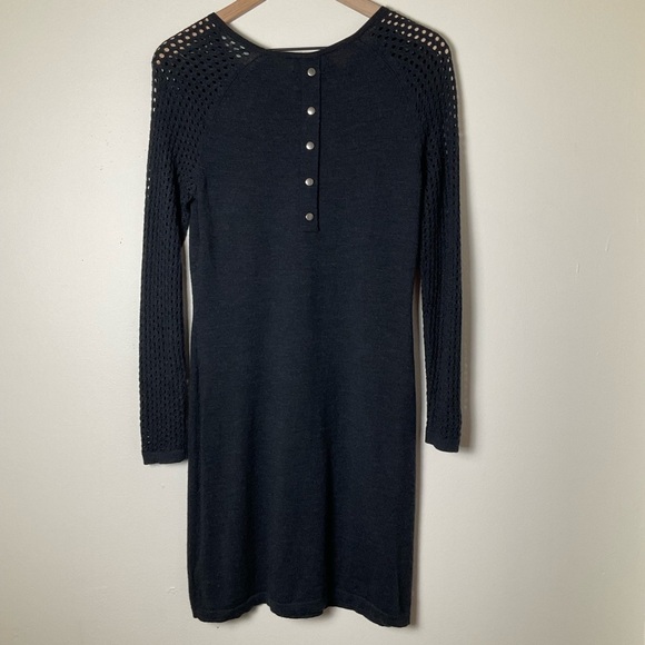 Cynthia Rowley Sweater Dress | 100% Merino Wool | Knot | Gray | Small - Picture 3 of 9